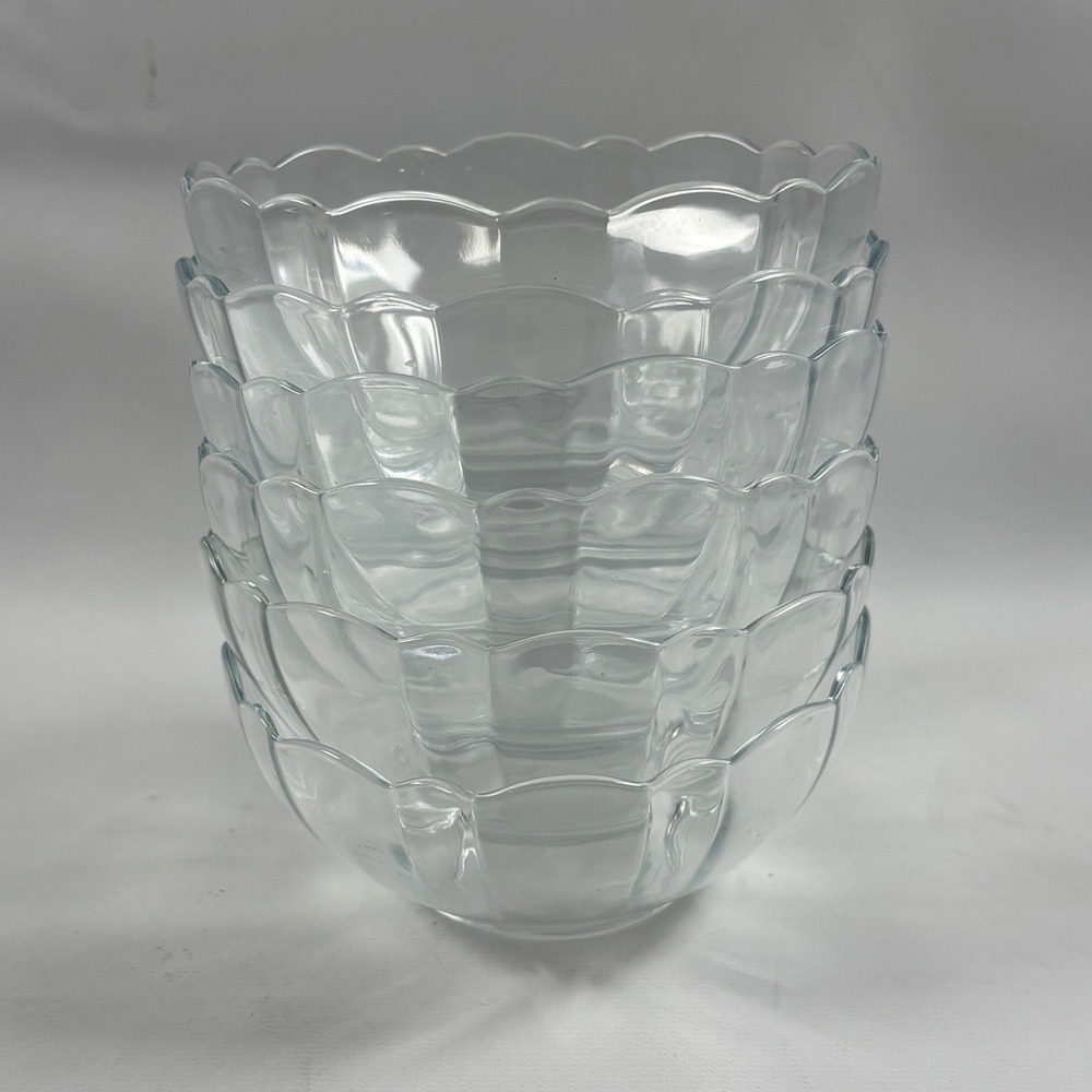 Arcoroc Swirl Scalloped Dessert Bowl Set of 6 Fruit Berry Clear USA Glass USA